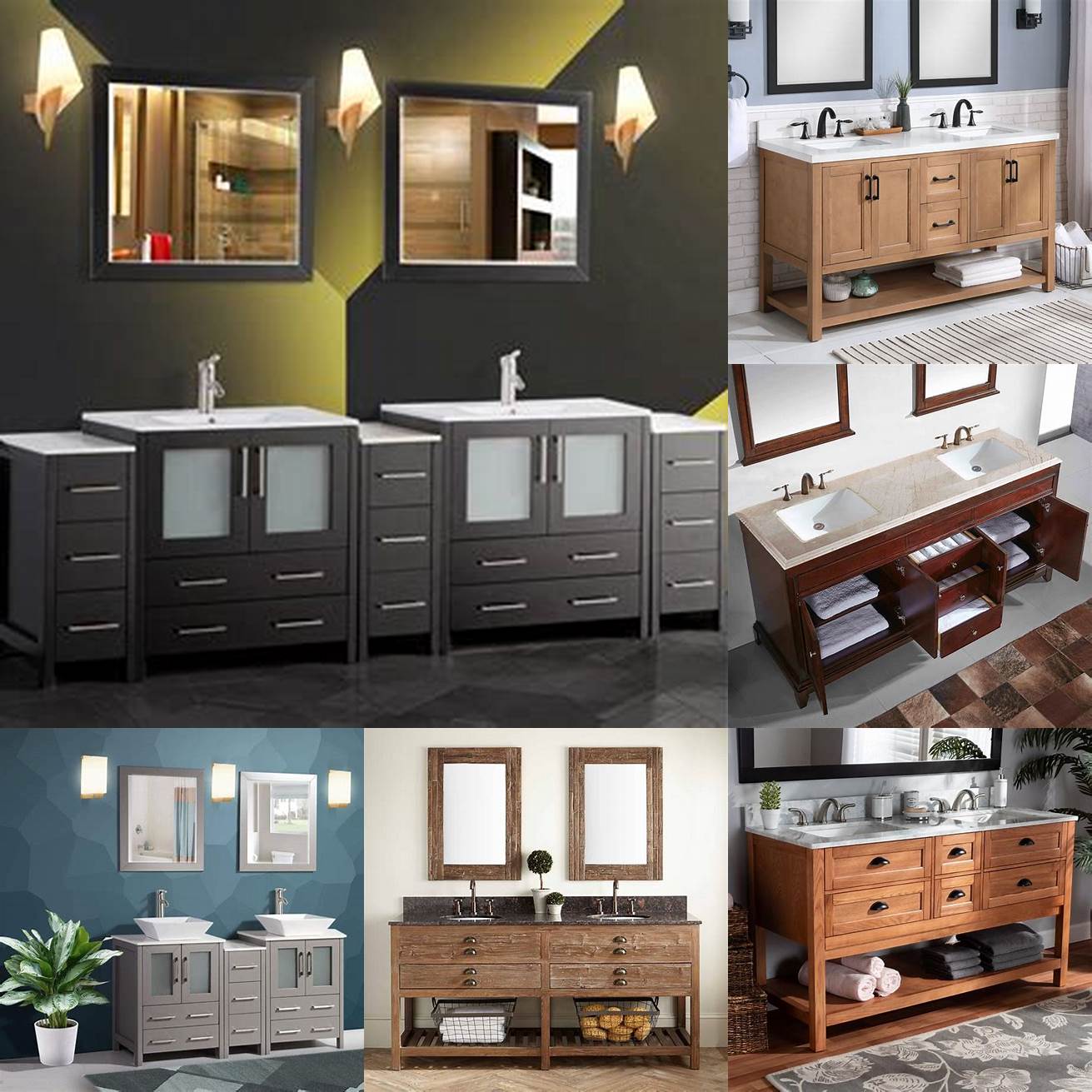 Image of a wood bathroom vanity top with a double sink