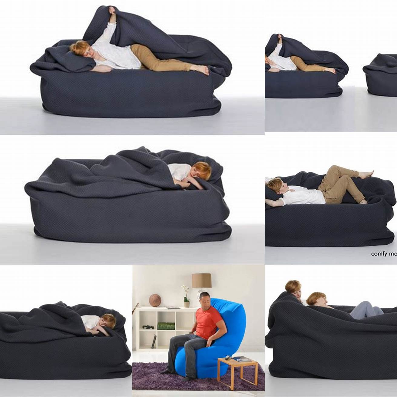Image of someone using the Bean Bag Bed with Built In Blanket