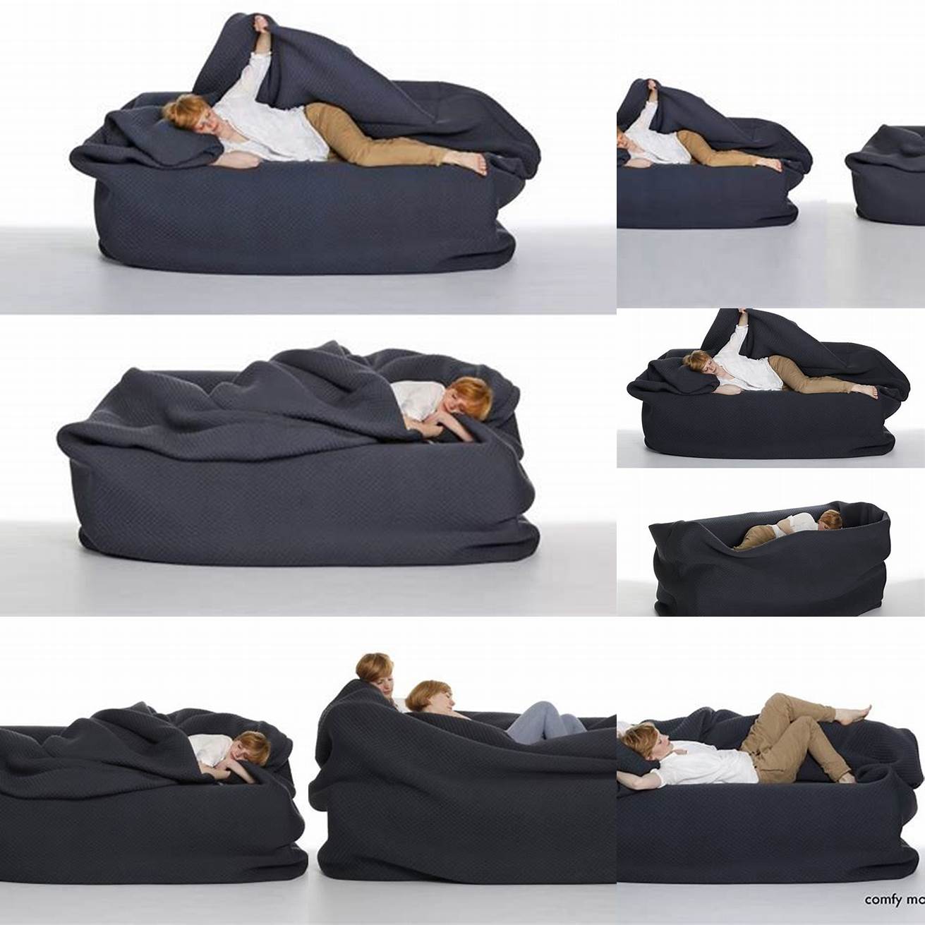 Image of the Bean Bag Bed with Built In Blanket being used outdoors