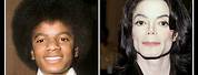 Image of Michael Jackson at 18 beside a Picture of Him at 50