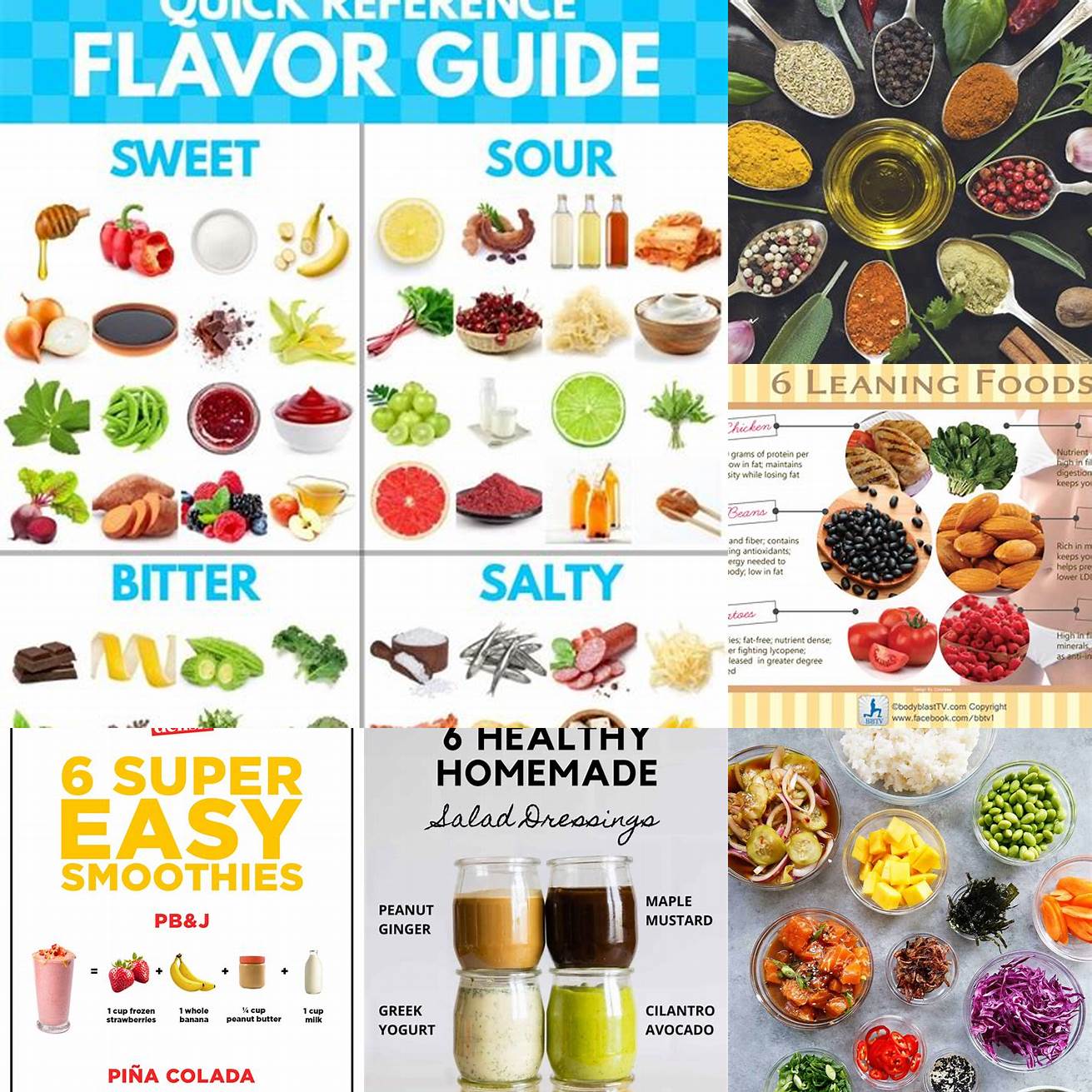 Images of the healthier ingredients used in some flavors