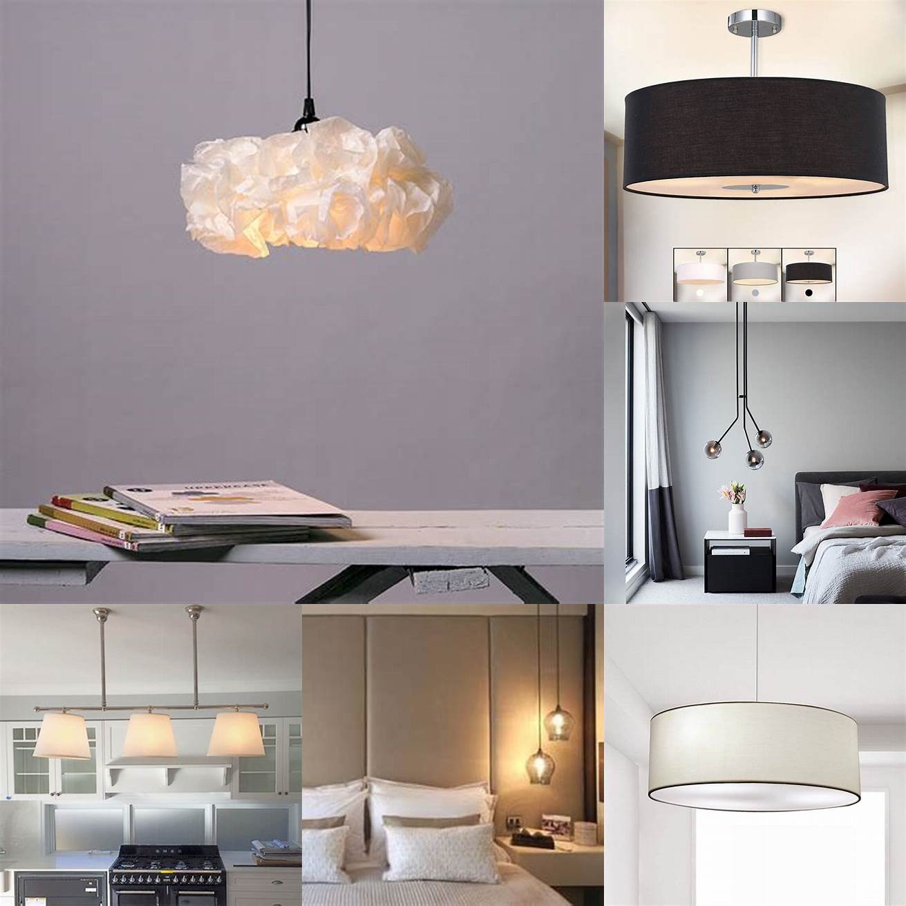 In the bedroom Choose a pendant light with a fabric or paper shade to create a soft and romantic ambiance