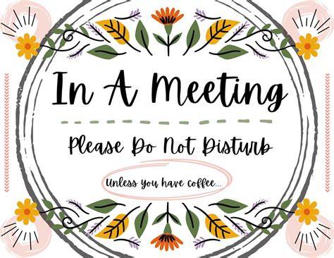 In A Meeting Sign For Office Door Printable