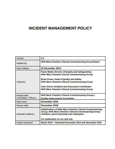 Incident Management Procedure Template