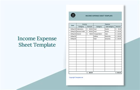 Income Sheet Template