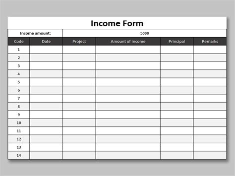 Income Spreadsheet Template