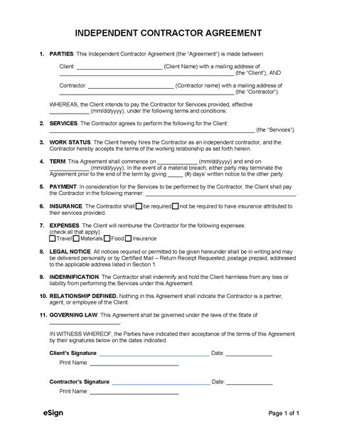 Independent Contractor Agreement Template Word