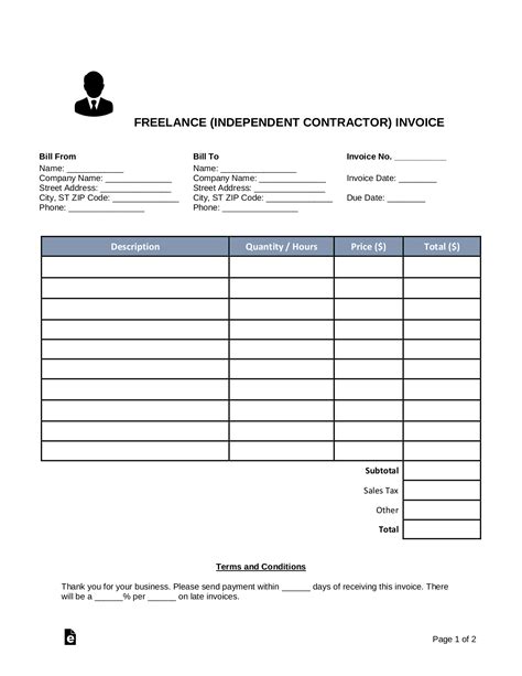 Independent Contractor Invoice Templates