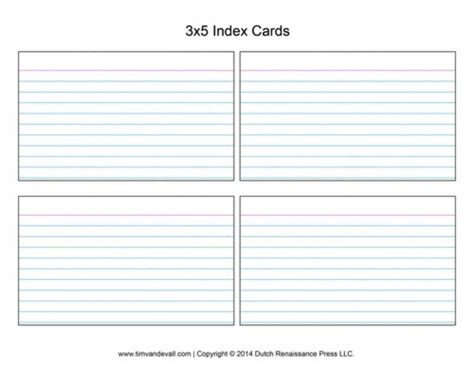 Index Card Template For Microsoft Word