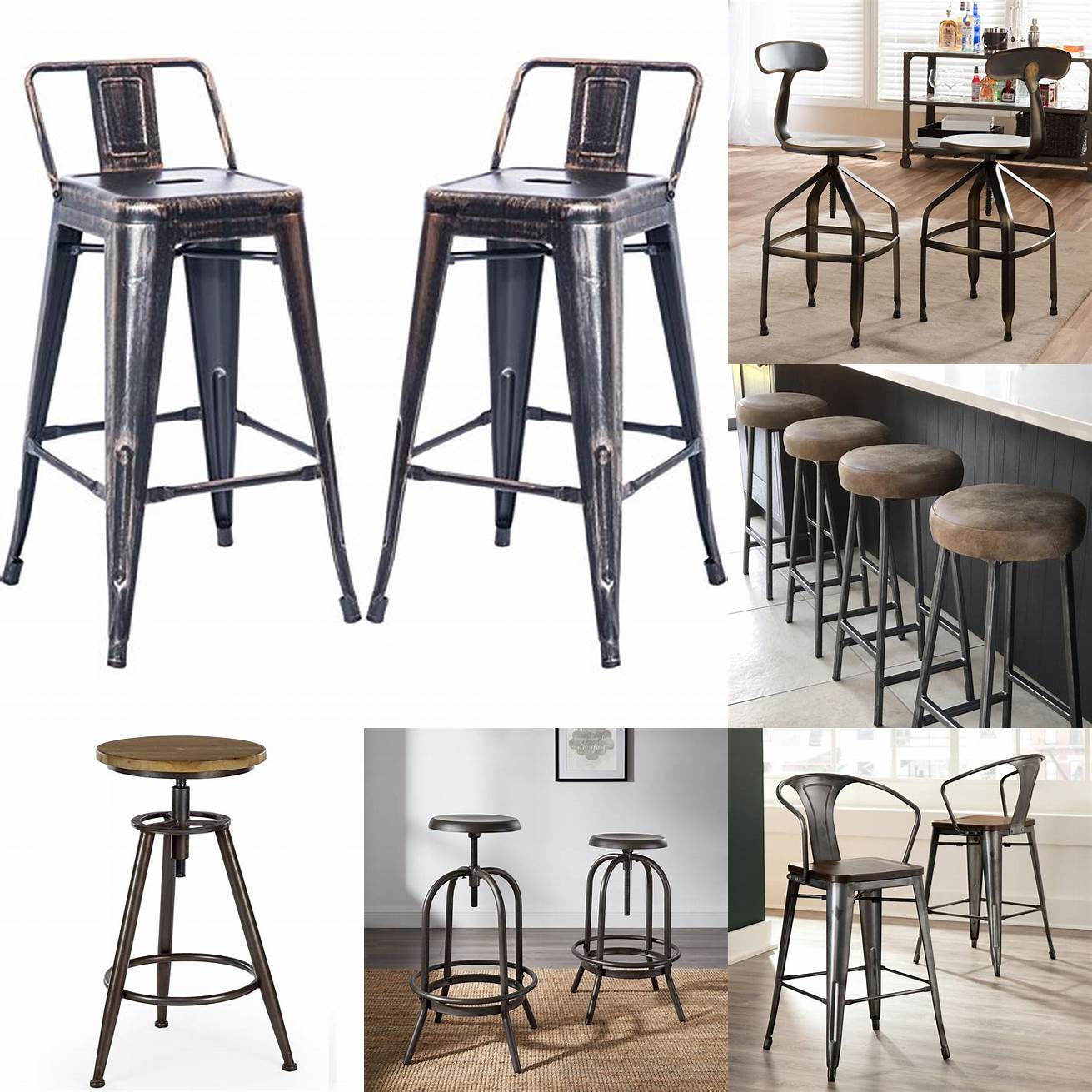 Industrial metal bar stools