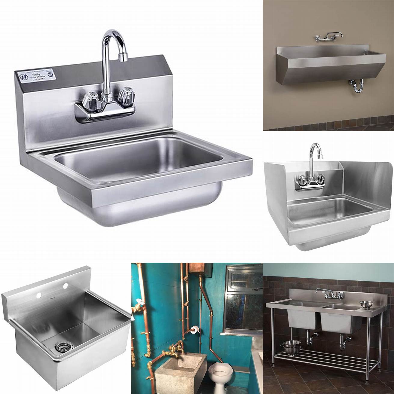 Industrial wall-mounted sink cabinet with metal pipes