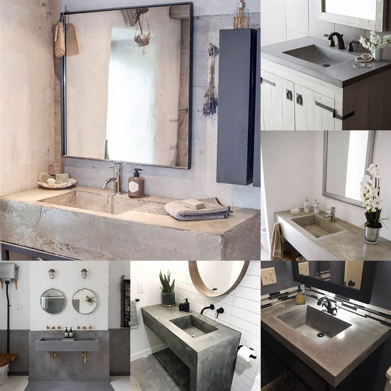 Industrial-style vanity with concrete countertop