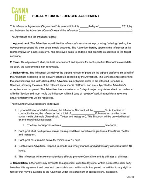Influencer Contract Template