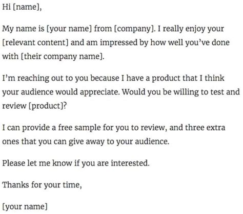 Influencer Email Template To Brands
