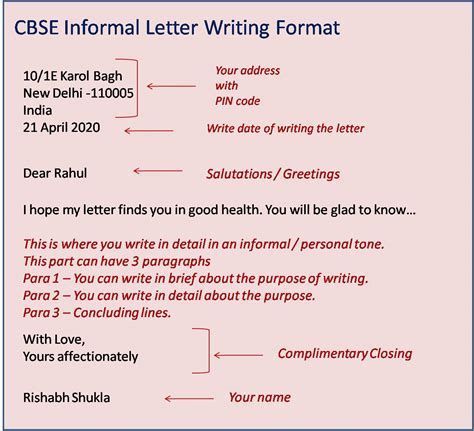 New class informal letter format of 3 278