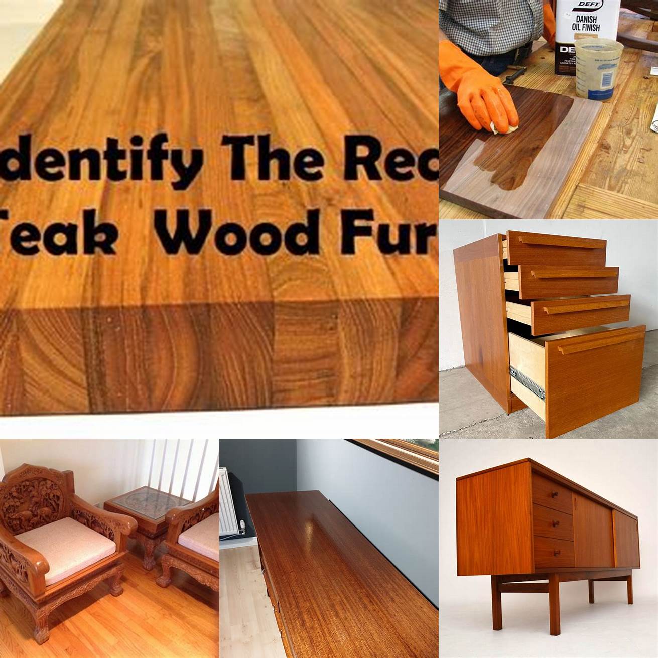 Inspecting a Piece of Second Hand Teak Furniture