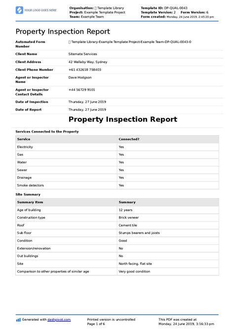 Inspection Report Template