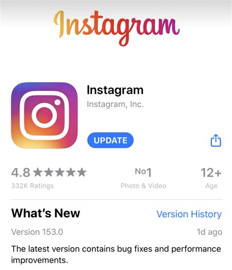 Instagram App not Updated