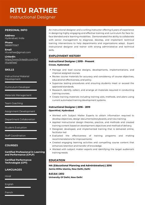 Instructional Designer Resume Template
