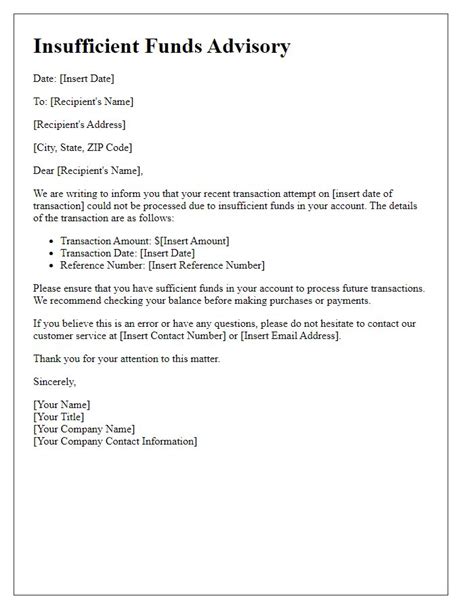 Insufficient Funds Letter Template