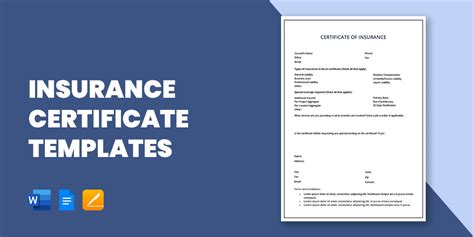 Insurance Certificate Template