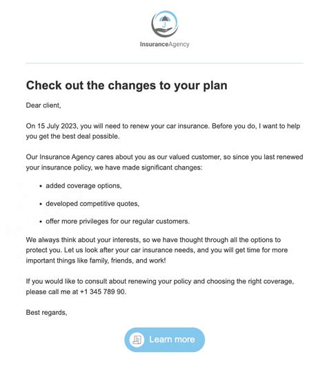 Insurance Renewal Email Template