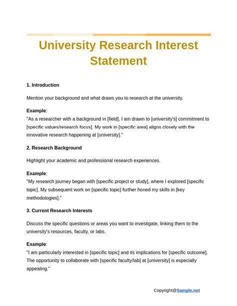 Interest Statement Template