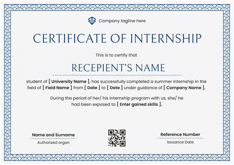 Internship Template Certificate