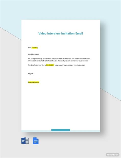 Interview Invite Email Template