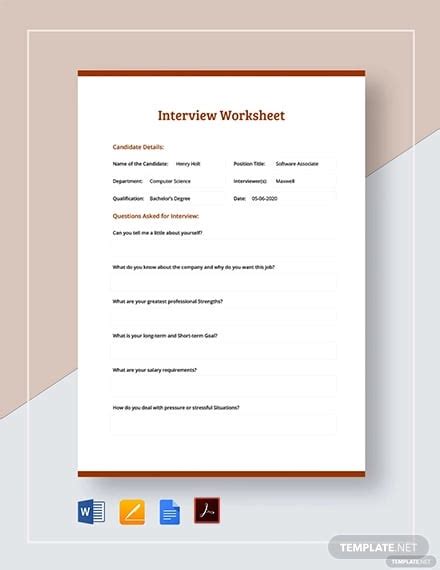 Interview Sheet Template