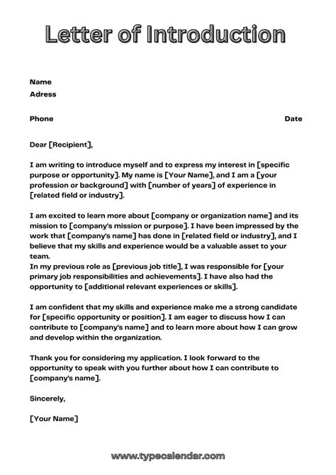 Intro Letter Template