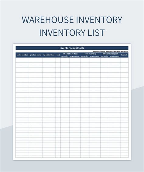 Inventory Templates Free