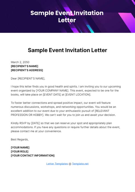 Invitation Letter Template For Event