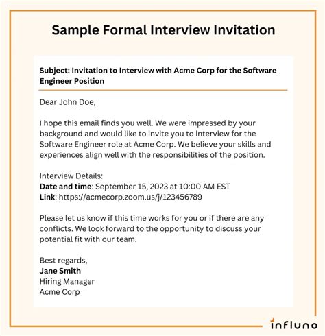 Invite To Interview Email Template