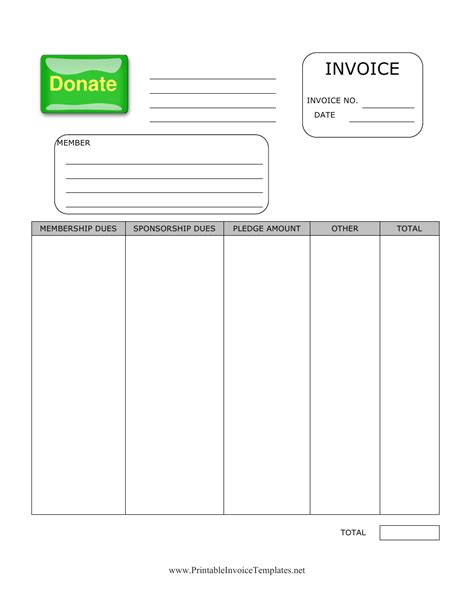 Invoice Template For Donation