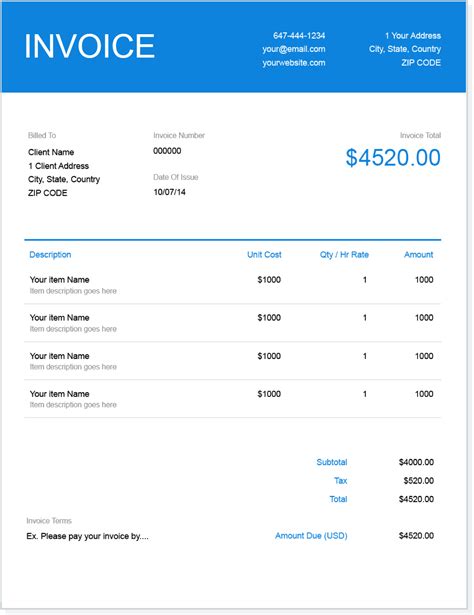 Invoice Template For Microsoft Word