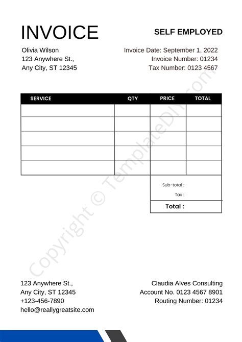 Invoice Template For Self Employed