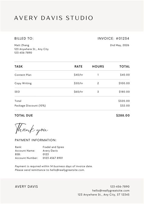 Invoice Template Freelance