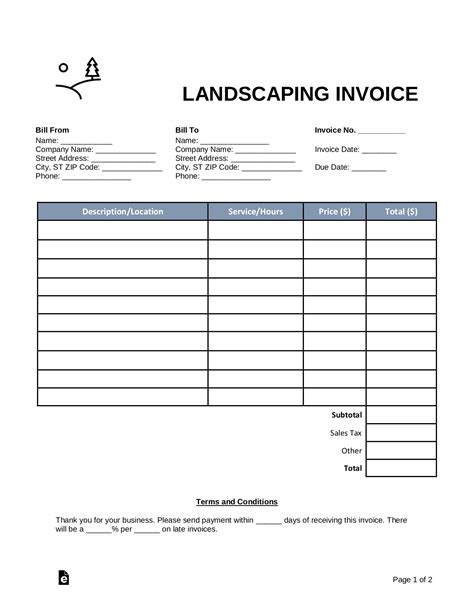 Invoice Template Landscaping