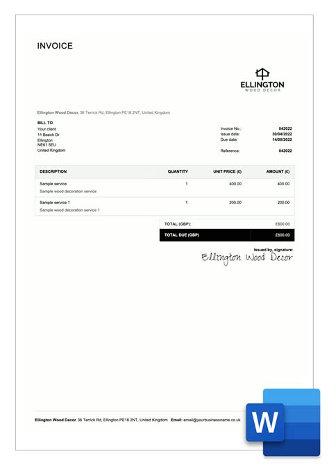 Invoice Template Uk