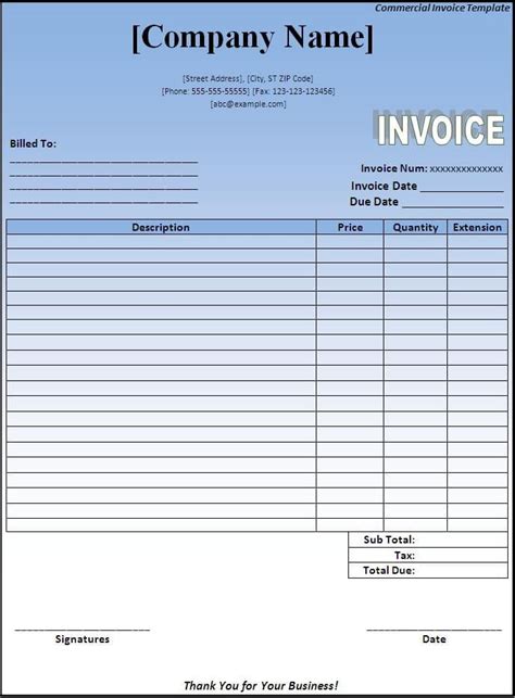 Invoice Template Word 2003