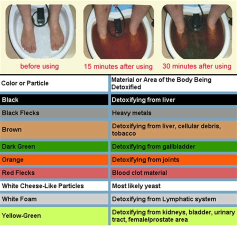 Ion Detox Foot Bath Chart