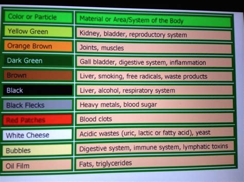Ion Foot Cleanse Chart