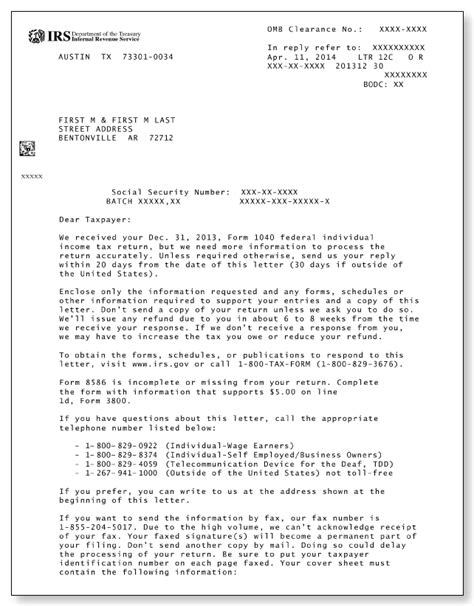 Irs Letter 12c Response Template