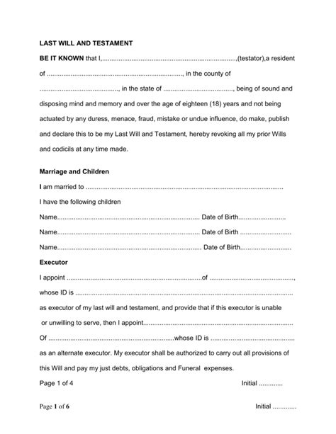 Islamic Wills Template