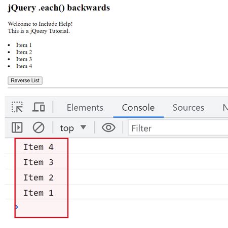 JQuery each backwards