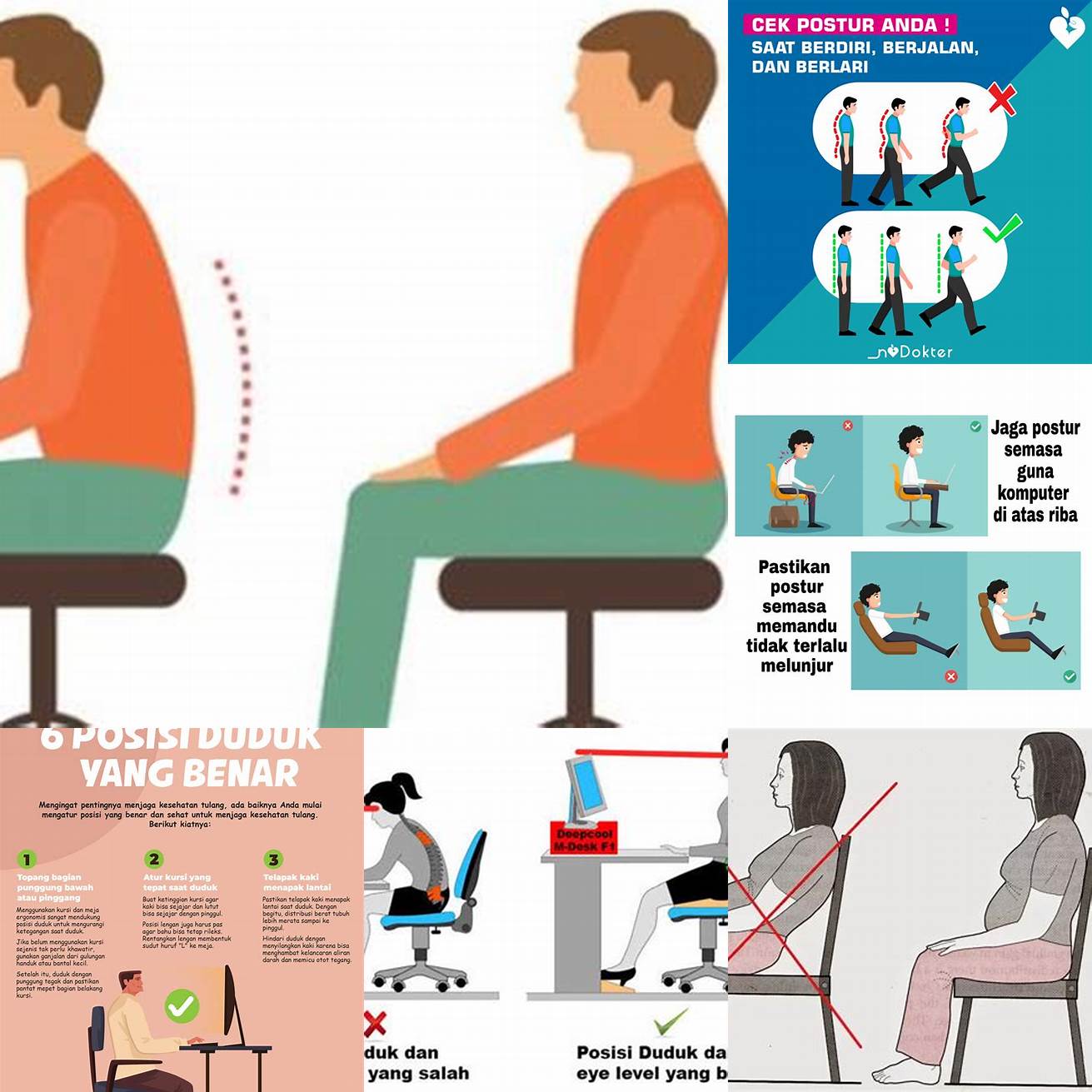 Jaga postur tubuh yang baik saat duduk atau berdiri