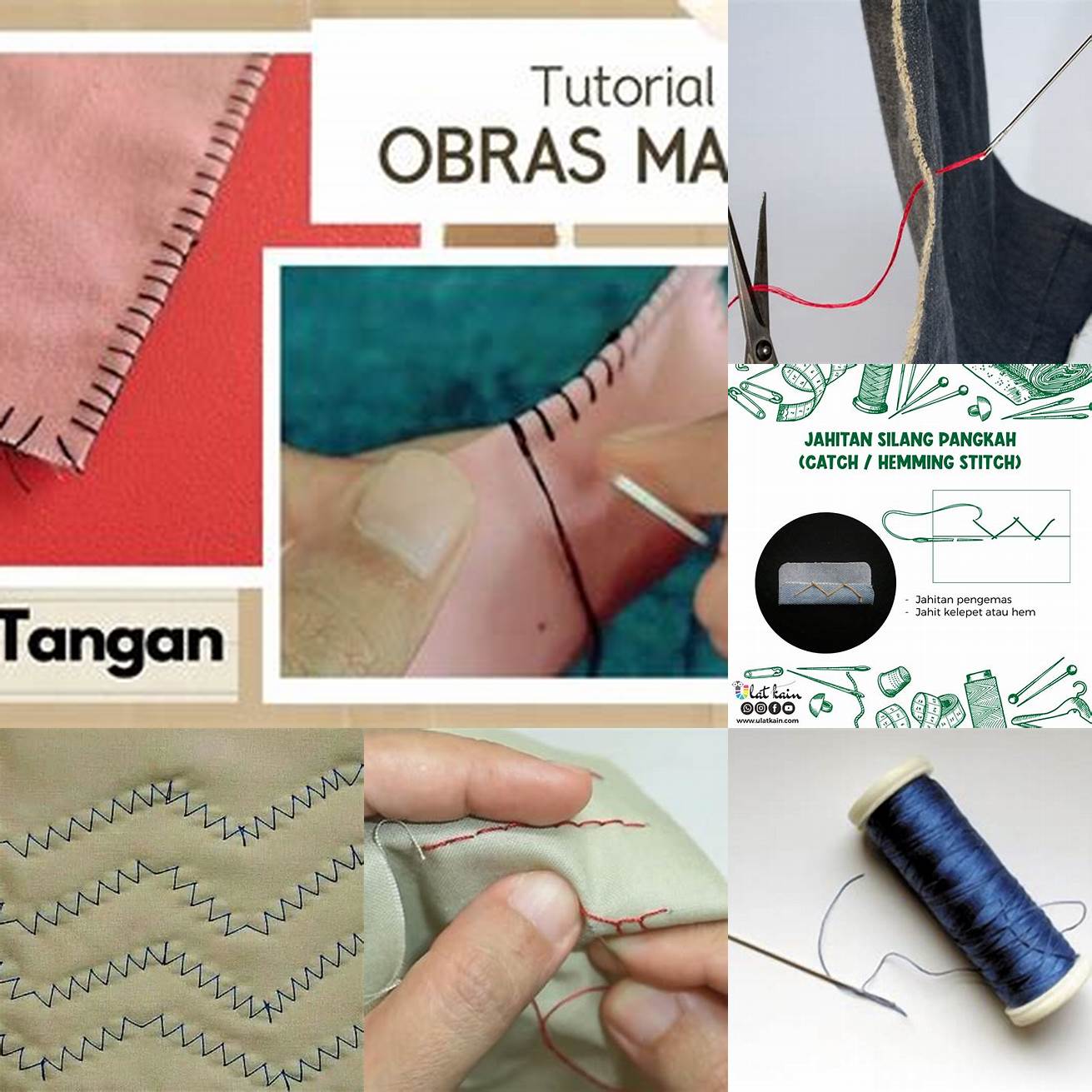 Jahit kedua kain dengan benang dan jarum Anda bisa menggunakan pola jahitan yang simpel seperti jahitan lurus atau jahitan zigzag