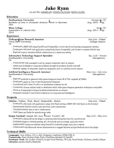 Jake Ryan Resume Template