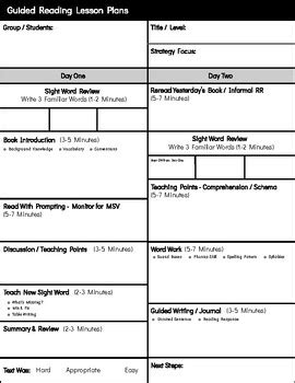 Jan Richardson Guided Reading Lesson Plan Template